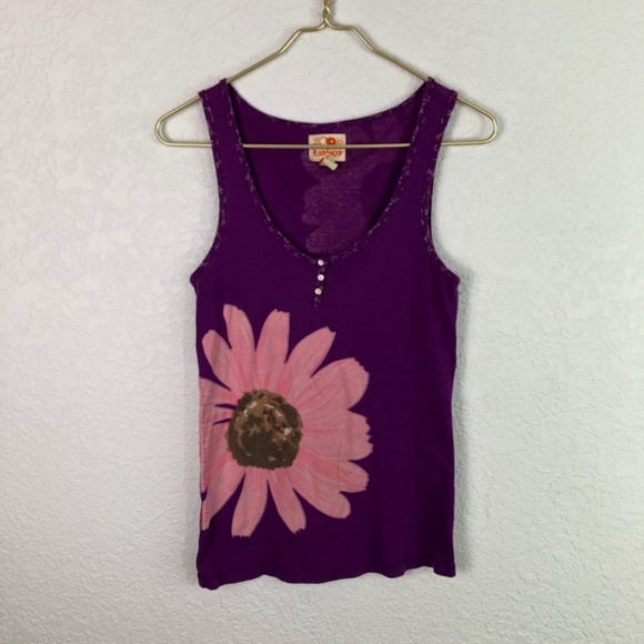 Lucky Brand Tops - Lucky Brand Pink Flower Tank Top 100% Cotton